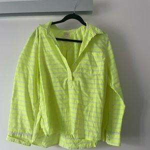 Striped 1/2 button up with pocket. J Crew. Worn once